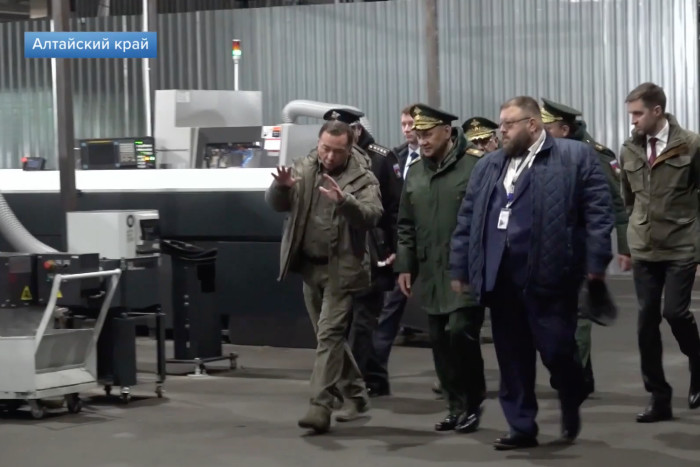 Sergei Shoigu was shown on state television in March in front of a Sugami machine at a factory in Altai